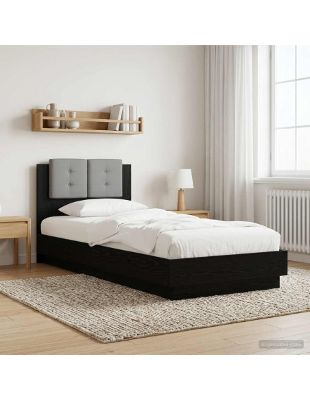 Struttura letto con testata Rovere Nero 80 x 200 cm