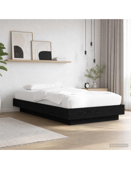 Letto con LED Rovere Nero 80 x 200 cm Legno ingegnerizzato