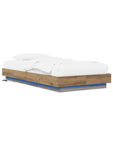 Letto con LED con strisce LED Rovere Artigianale 80 x 200 cm