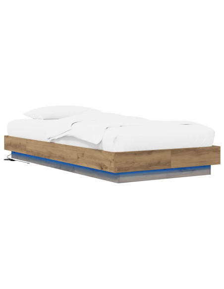 Letto con LED con strisce LED Rovere Artigianale 80 x 200 cm
