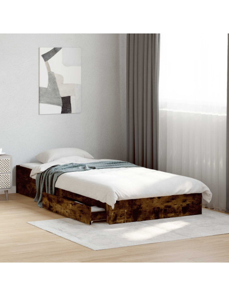 Telaio del letto con storage Rovere Fumo 80 x 200 cm