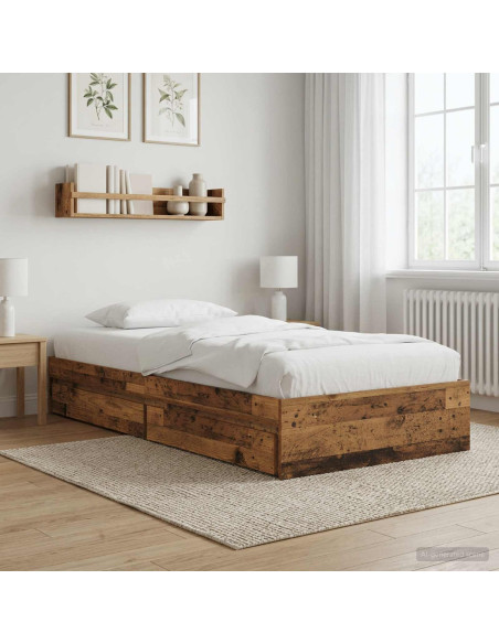 Telaio del letto con storage Legno antico 80 x 200 cm