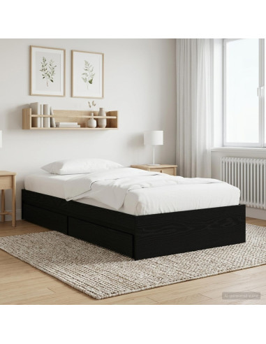 Telaio del letto con storage Rovere Nero 80 x 200 cm