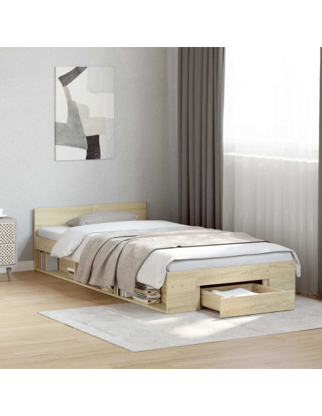 Telaio del letto con storage Rovere Sonoma 80 x 200 cm