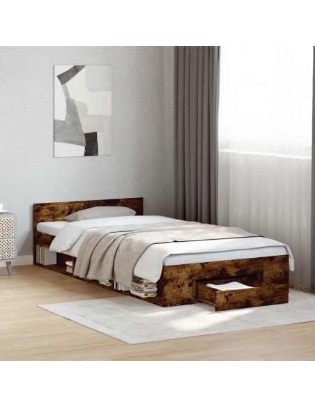Telaio del letto con storage Rovere Fumo 80 x 200 cm