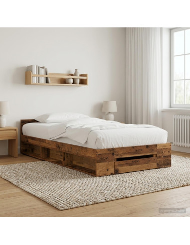 Telaio del letto con storage Legno antico 80 x 200 cm