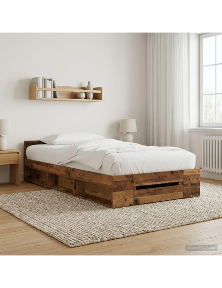 Telaio del letto con storage Legno antico 80 x 200 cm