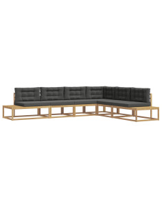Set di divani da esterno 6 pz Bianco e Antracite Poliestere 2