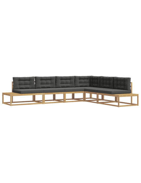 Set di divani da esterno 6 pz Bianco e Antracite Poliestere
