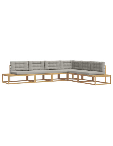 Set di divani da esterno 6 pz Bianco e Grigio Chiaro Poliestere