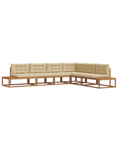 Set di divani da esterno 6 pz Naturale e Beige 2