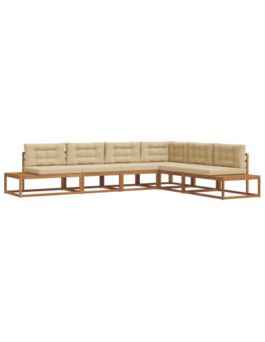 Set di divani da esterno 6 pz Naturale e Beige