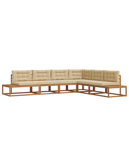Set di divani da esterno 6 pz Naturale e Beige