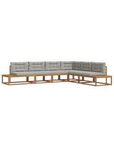 Set di divani da esterno 6 pz Grigio Naturale e Chiaro 2