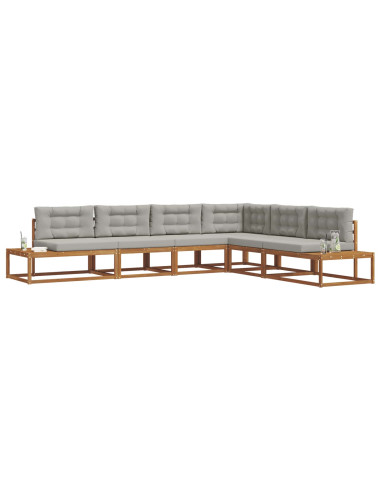 Set di divani da esterno 6 pz Grigio Naturale e Chiaro