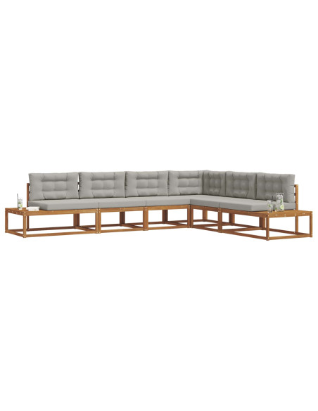 Set di divani da esterno 6 pz Grigio Naturale e Chiaro