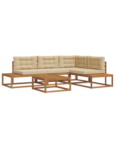 Set di divani da esterno 5 pz Naturale e Beige 2