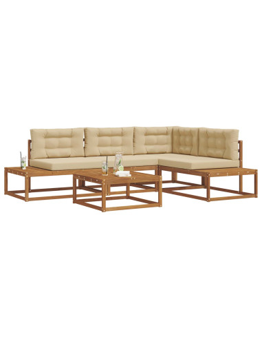 Set di divani da esterno 5 pz Naturale e Beige