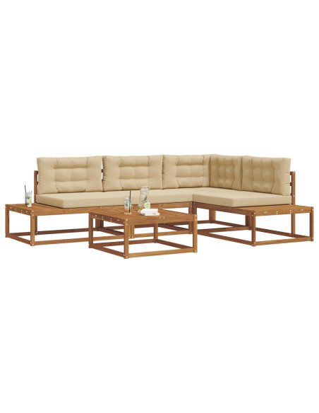 Set di divani da esterno 5 pz Naturale e Beige