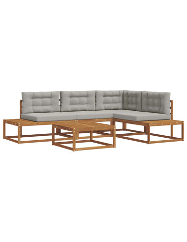 Set di divani da esterno 5 pz Grigio Naturale e Chiaro