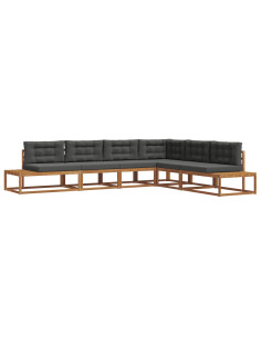 Set di divani da esterno 6 pz Naturale e Antracite 2