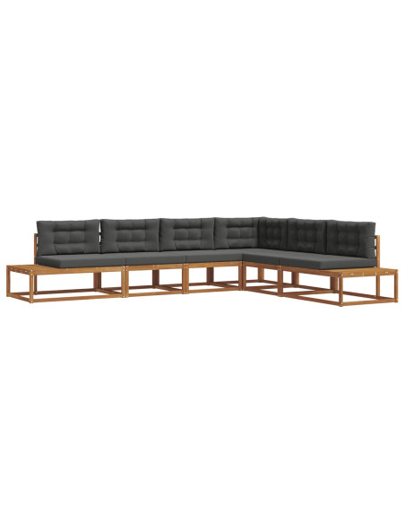 Set di divani da esterno 6 pz Naturale e Antracite