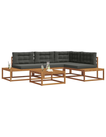 Set di divani da esterno 5 pz Naturale e Antracite