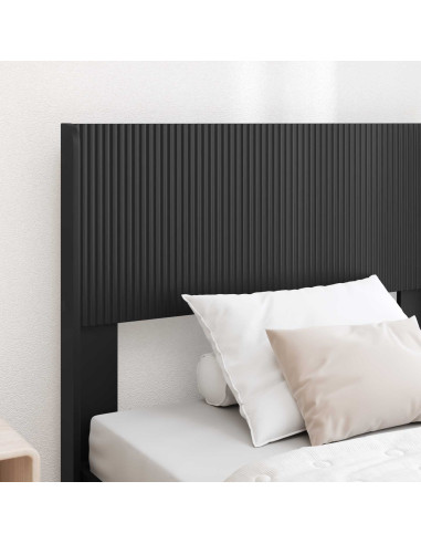 Struttura del letto con stoccaggio e testata Nero 75 x 190 cm