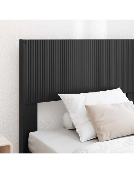 Struttura del letto con stoccaggio e testata Nero 75 x 190 cm