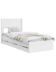Struttura del letto con stoccaggio e testata Bianco 75 x 190 cm 2