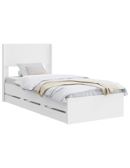 Struttura del letto con stoccaggio e testata Bianco 75 x 190 cm