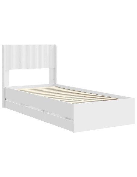 Struttura del letto con stoccaggio e testata Bianco 75 x 190 cm