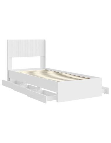 Struttura del letto con stoccaggio e testata Bianco 75 x 190 cm