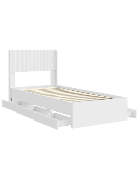 Struttura del letto con stoccaggio e testata Bianco 75 x 190 cm