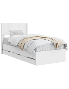 Struttura del letto con stoccaggio e testata Bianco 90 x 190 cm 2