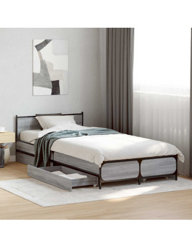 Struttura letto con testata con ruota Sonoma grigio 80 x 200 cm