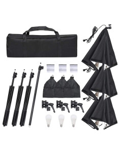 Kit per Studio Fotografico con Set Luci, Fondale e Riflettore