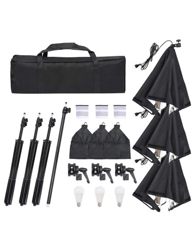 Kit per Studio Fotografico con Set Luci, Fondale e Riflettore