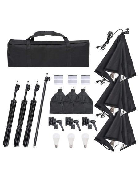 Kit per Studio Fotografico con Set Luci, Fondale e Riflettore