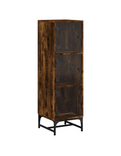 Credenza con Ante in Vetro Rovere Fumo 35x37x120 cm 2