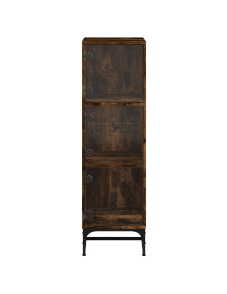 Credenza con Ante in Vetro Rovere Fumo 35x37x120 cm