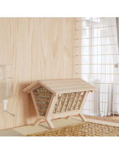 Mangiatoia per Conigli 44x33x33 cm in Legno Massello di Abete