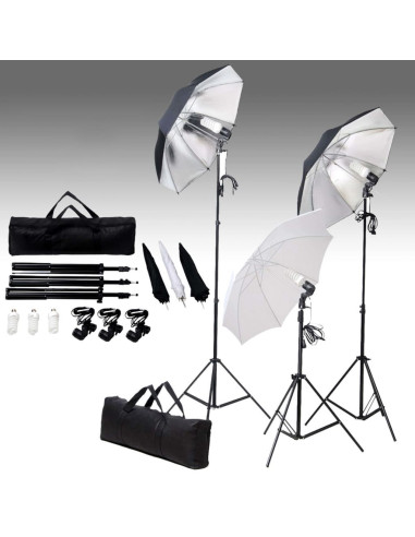 Kit per Studio Fotografico con Set di Luci e Fondale
