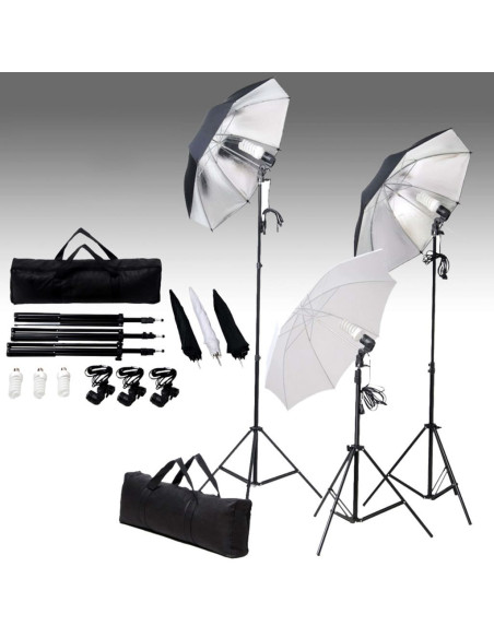 Kit per Studio Fotografico con Set di Luci e Fondale