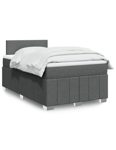 Giroletto a Molle con Materasso Grigio Scuro 120x190cm Tessuto