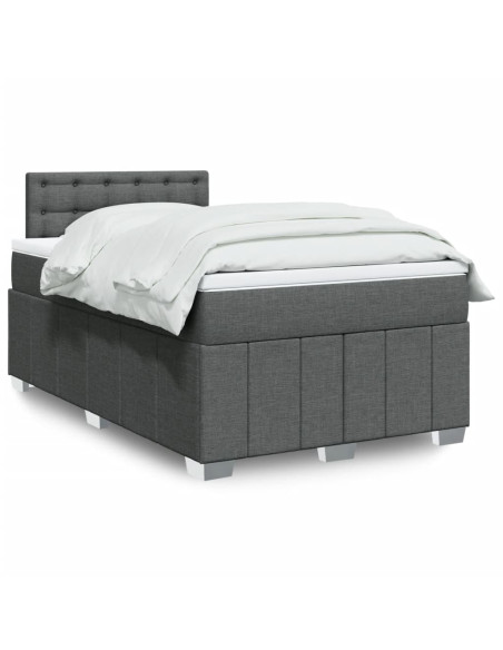 Giroletto a Molle con Materasso Grigio Scuro 120x190cm Tessuto