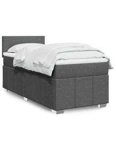 Giroletto a Molle con Materasso Grigio Scuro 80x200 cm Tessuto