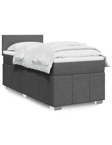 Giroletto a Molle con Materasso Grigio Scuro 80x200 cm Tessuto