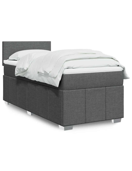 Giroletto a Molle con Materasso Grigio Scuro 80x200 cm Tessuto