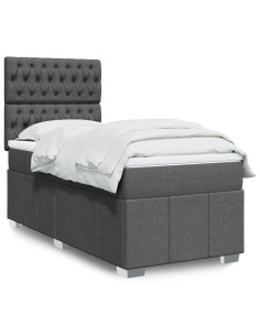 Giroletto a Molle con Materasso Grigio Scuro 80x200 cm Tessuto